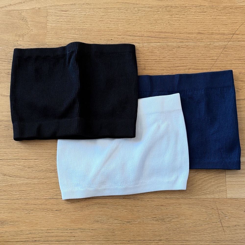 Women’s Ribbed tube top  - Black, White, and Blue